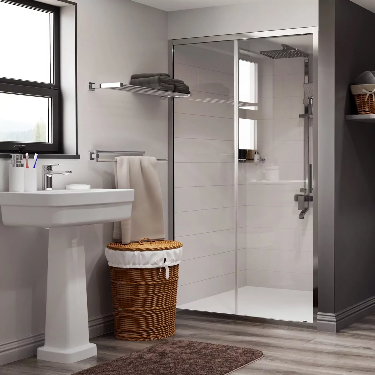 Душевая дверь WasserKraft Main 41S05 120 в нишу, раздвижная, прозрачное стекло, хром