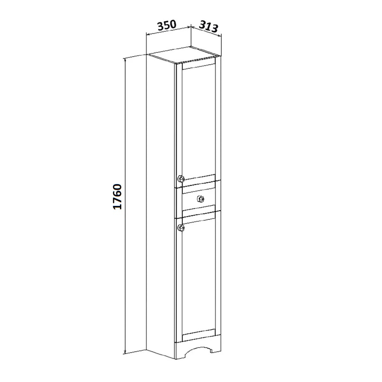 Пенал Runo Мерида 35 напольный, R, белый