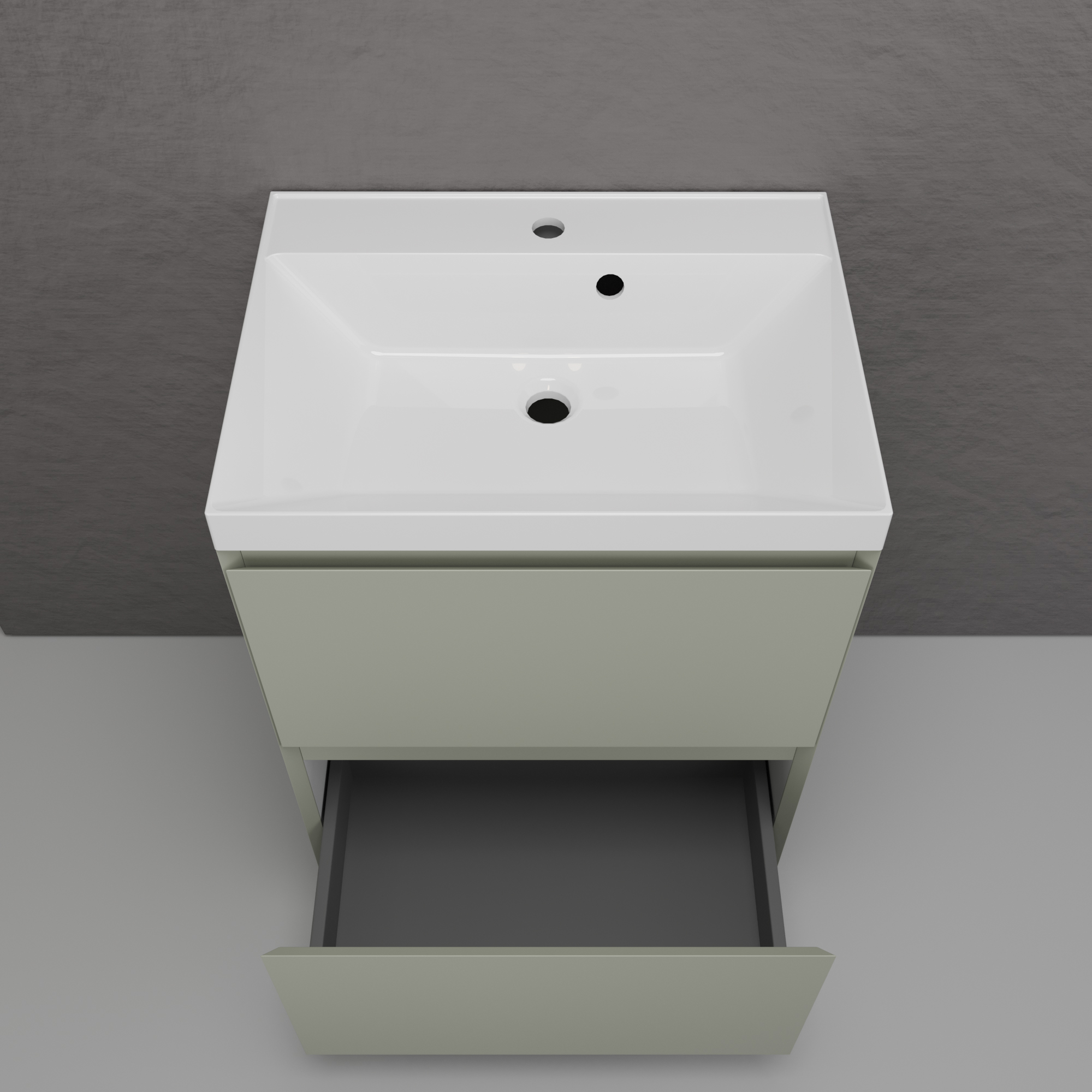 Тумба напольная Style Line Манхэттен 60 Эмаль, с раковиной Asti 60 белый, олива