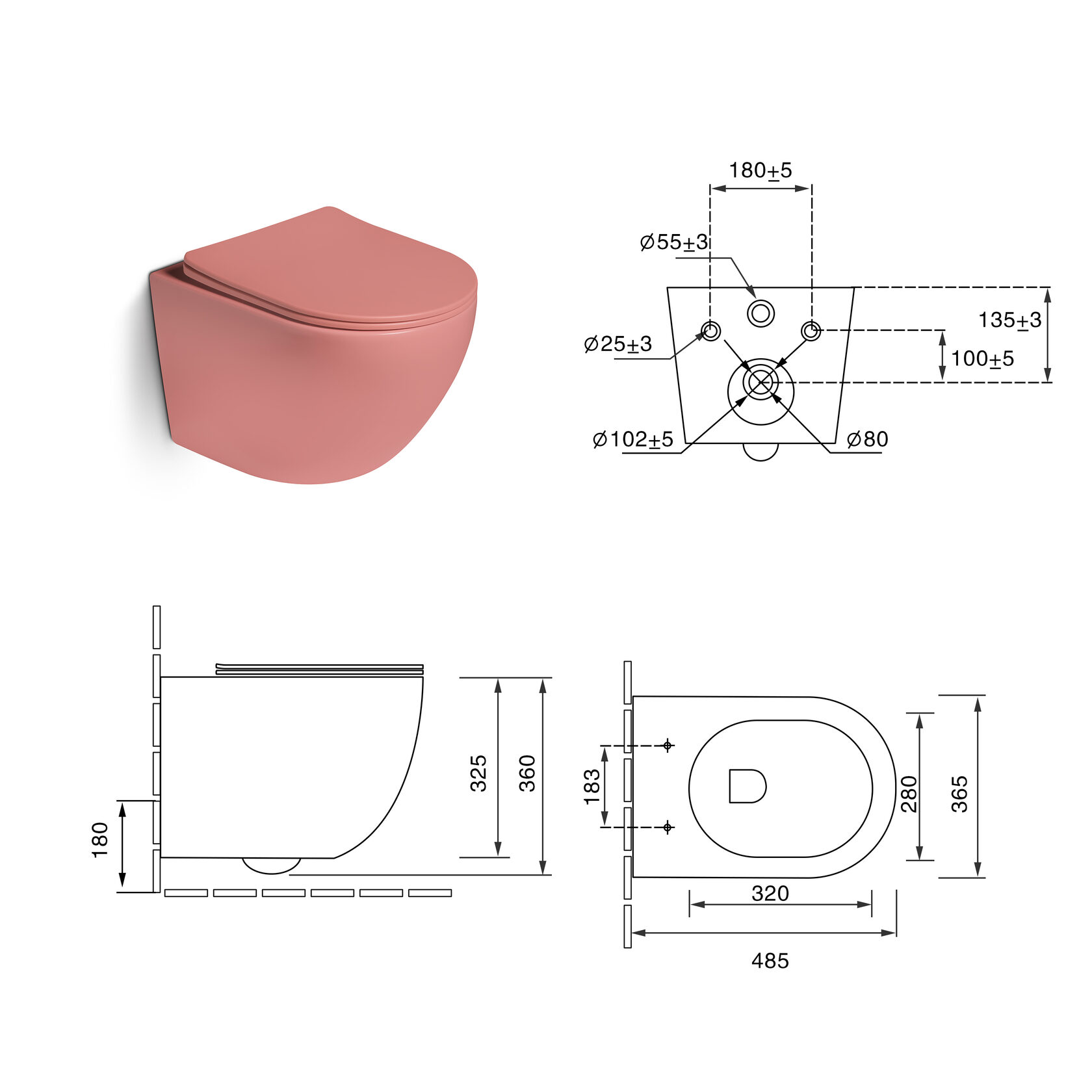 Унитаз SantiLine SL-5104 подвесной, с микролифтом, персиковый матовый