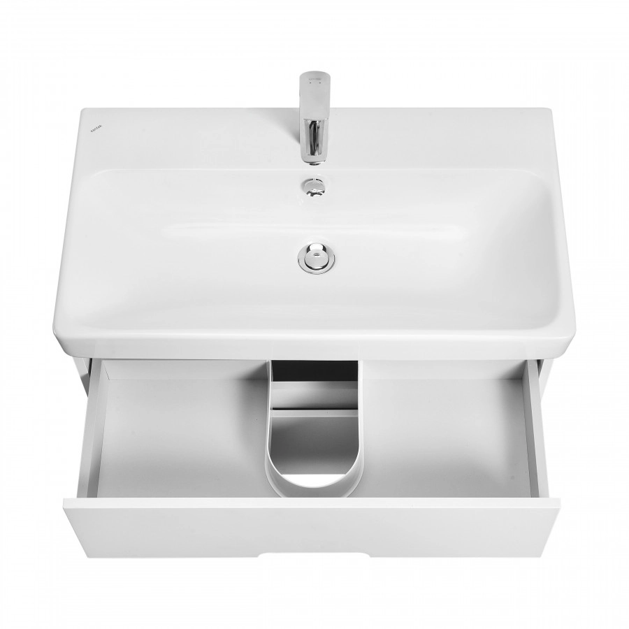 Тумба Aquaton Оливия 80 с раковиной Адриана 80 подвесная, 2 ящика, белый