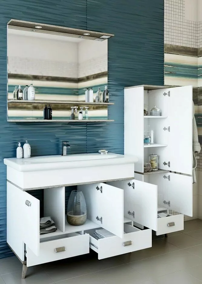 Пенал Sanflor Бруно 33 R напольный, белый матовый/орегон