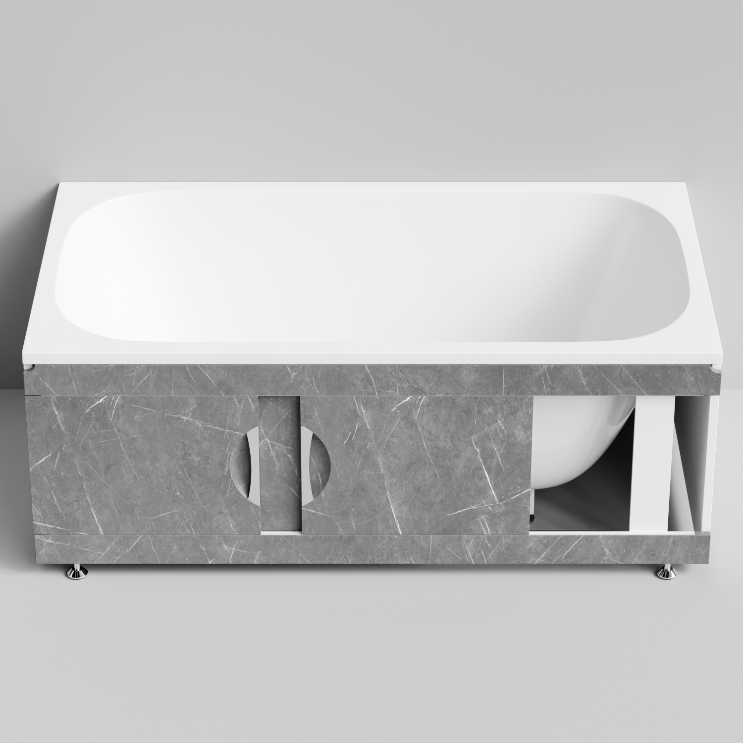 Экран под ванну Vod-ok Топ 150 раздвижной Мрамор Серый софт тач