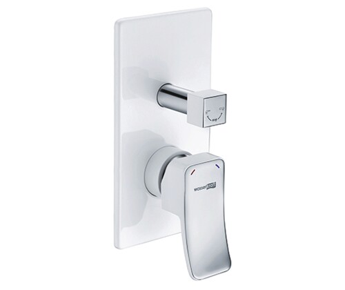 Смеситель с переключателем WasserKraft Aller 10641WHITE встраиваемый, на 2 выхода, хром, белый