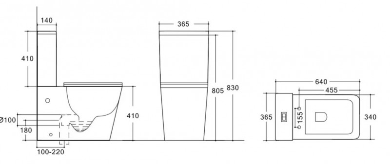 Унитаз напольный Esbano DUERO (Matt Black) 635x360x825