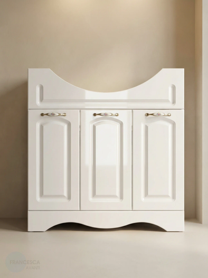 Тумба с раковиной Francesca Империя 80 напольная, 3 дверцы, белая
