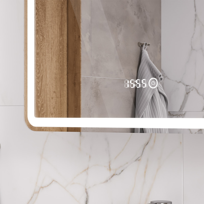 Зеркальный шкаф EQUIL Nice 60 с часами, свет, правый, белый