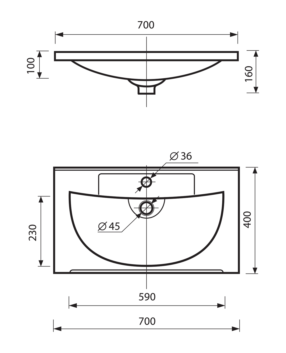 Тумба с раковиной Misty Модерн 70 подвесная, белый
