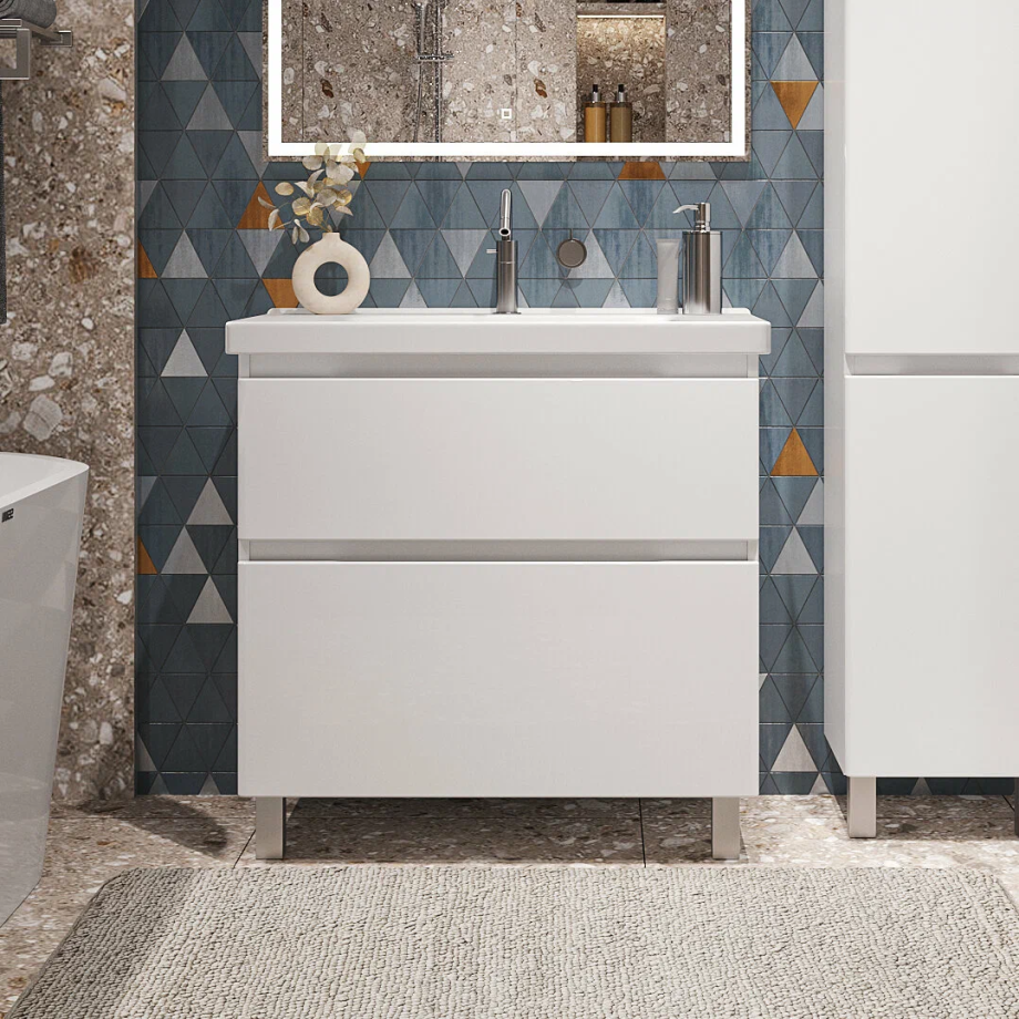 Тумба напольная SanStar Riana 70 с раковиной Грейс 70, белая