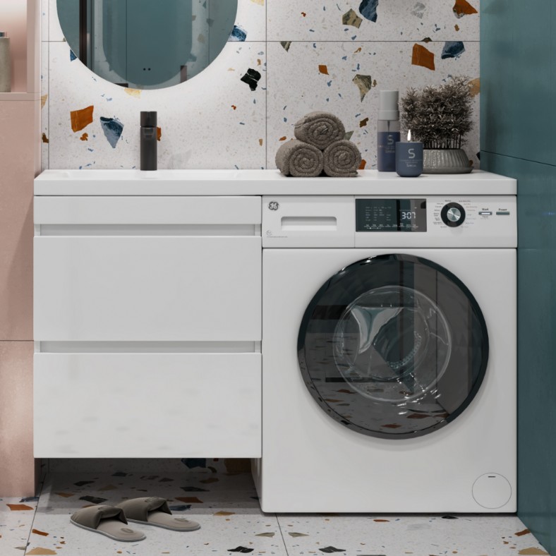 Тумба напольная Vigo Urban 600-0-2, столешница 120 L/R, раковина Kamilla 120, 2 ящика, белый