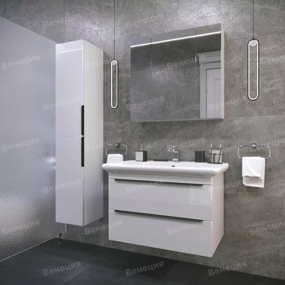 Тумба с раковиной Венеция Монте 85 подвесная, белый