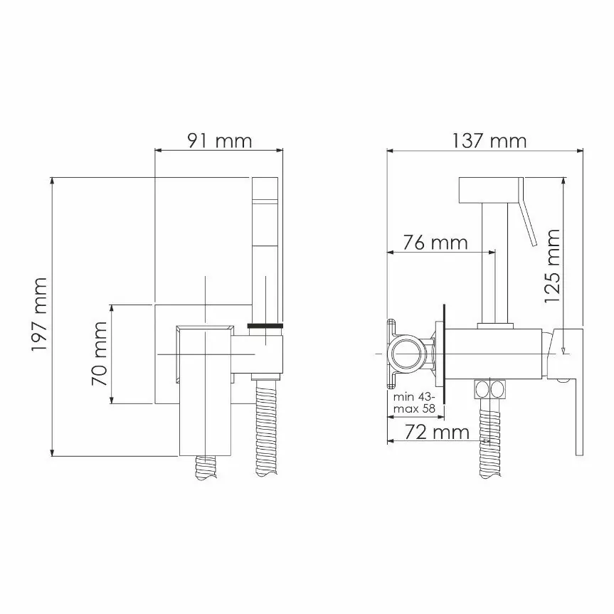 Смеситель с гигиеническим душем WasserKRAFT A71638 черный Soft-touch