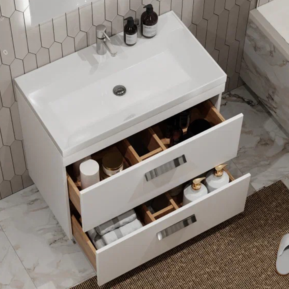 Тумба с раковиной напольная Velvex Orlando tn.ORL.CLA.80.2Y белый матовый, 80 см