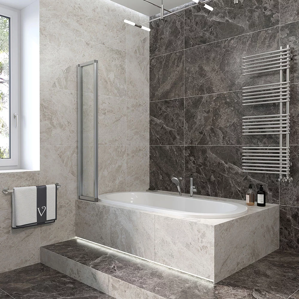 Шторка на ванну Veconi Palau PL-74L, 1200x1500, черный, стекло прозрачное