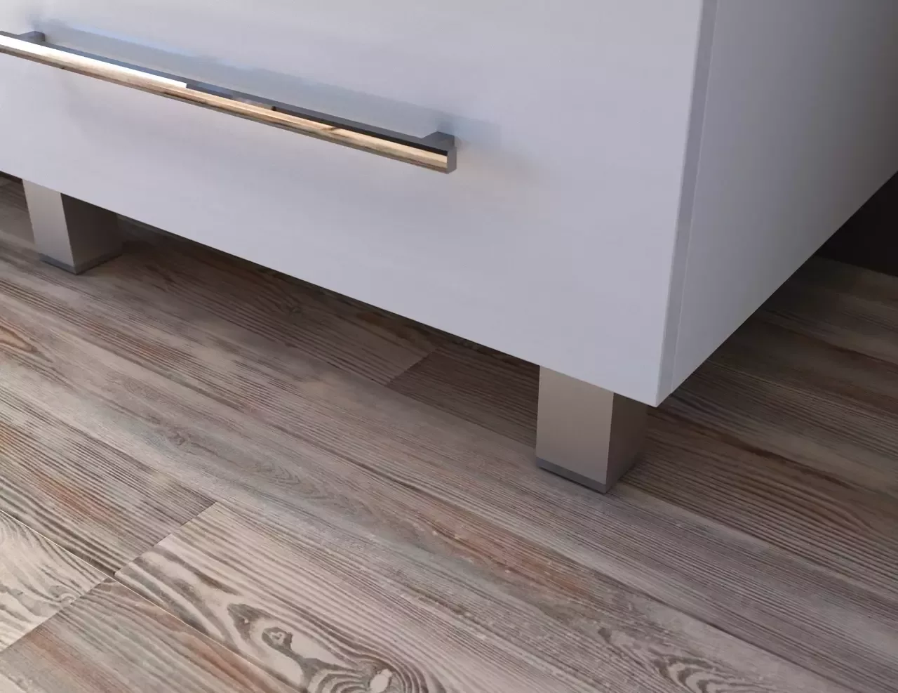 Тумба напольная 1Marka Соната 58Н с раковиной Нота New Polytitan 58, 3 ящика, белый