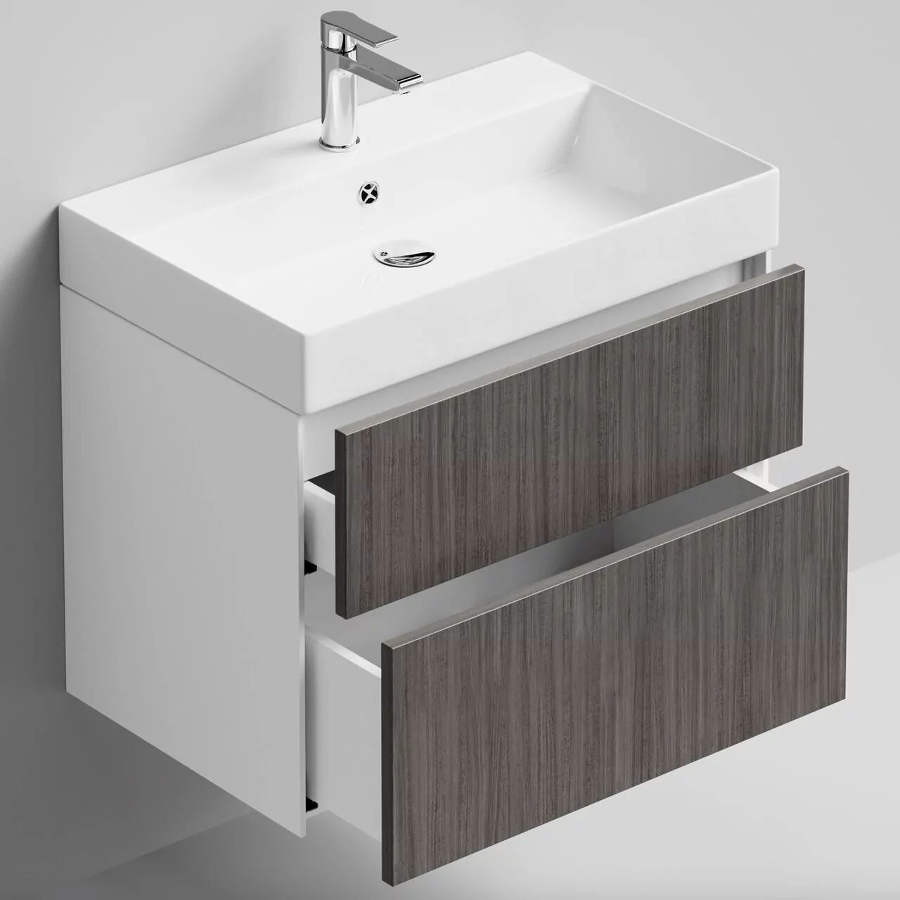 Тумба подвесная Vod-ok Эвкалипт 70 с раковиной Stance 70, эвкалипт серый