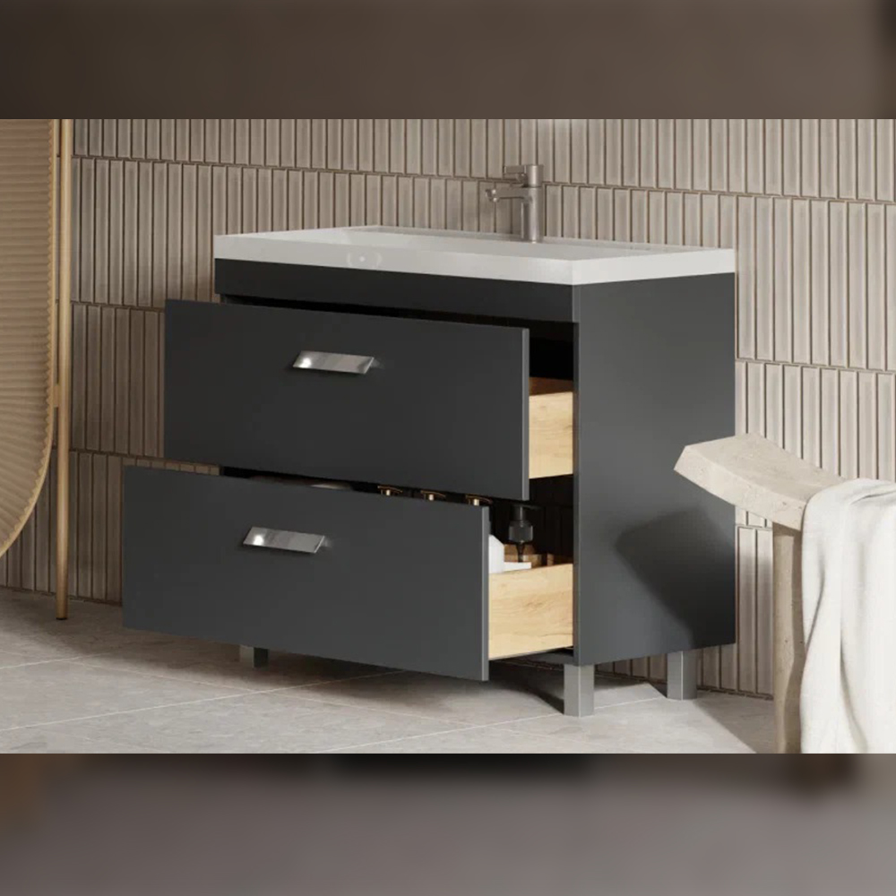 Тумба с раковиной напольная Velvex Orlando tn.ORL.CLA.100.2Y графит, 100 см