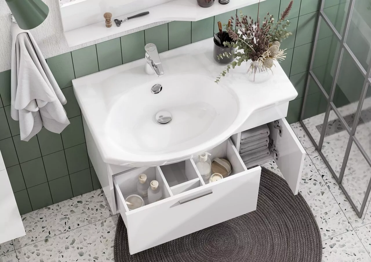 Тумба подвесная Aquaton Инди 80 раковиной Коралл 83, белый