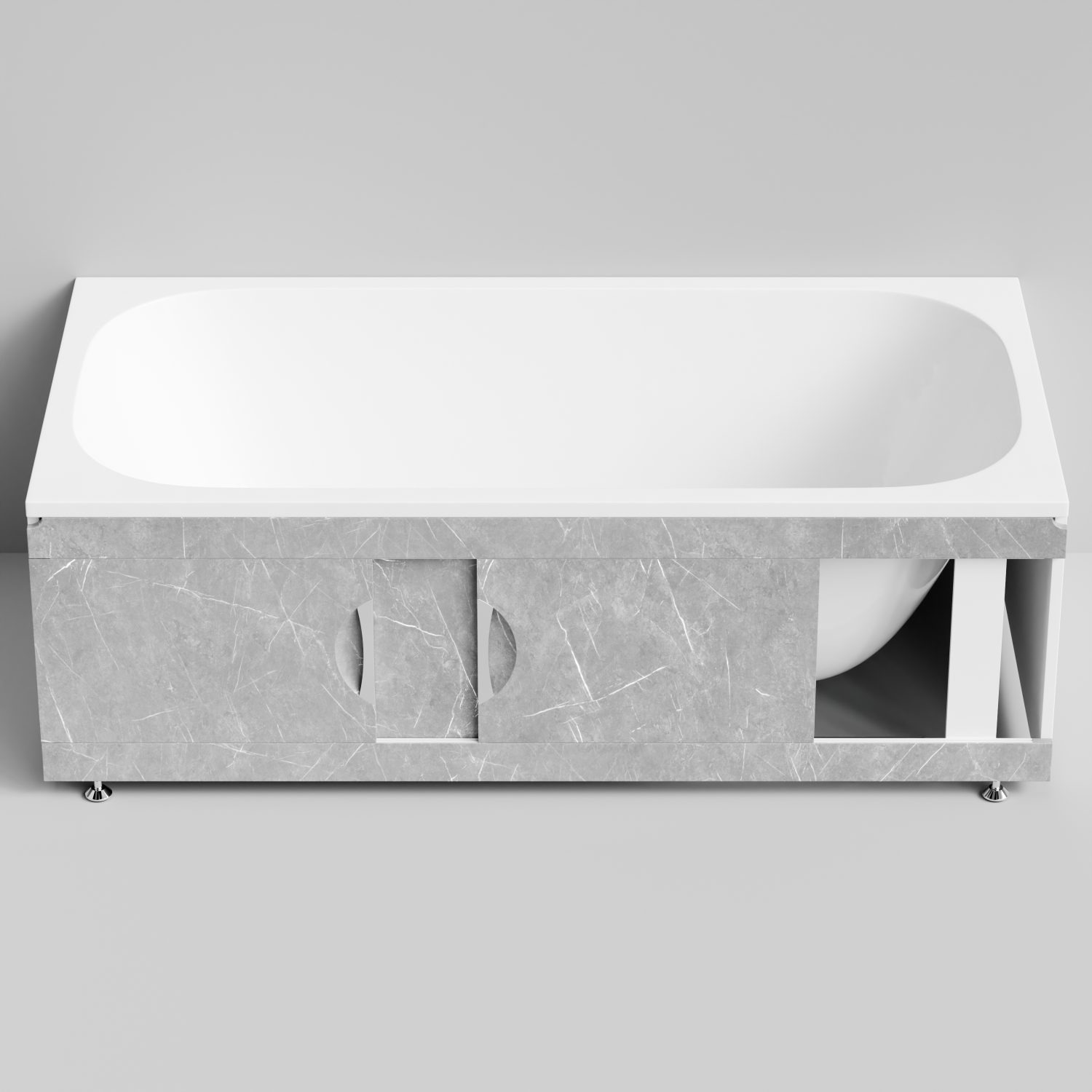 Экран под ванну Vod-ok Топ 170 раздвижной Мрамор Белый софт тач