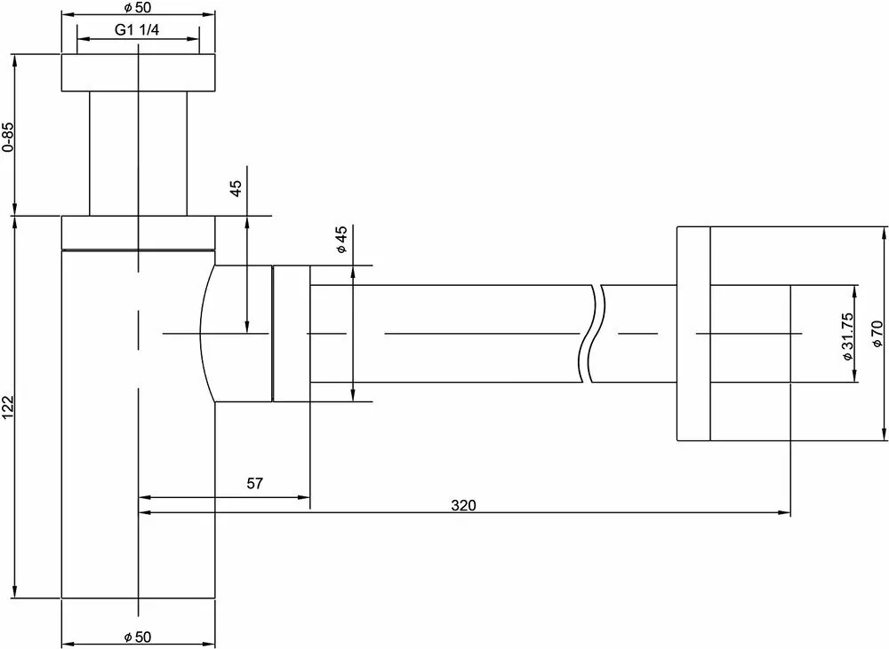 Сифон для раковины Timo 959/03L чёрный матовый