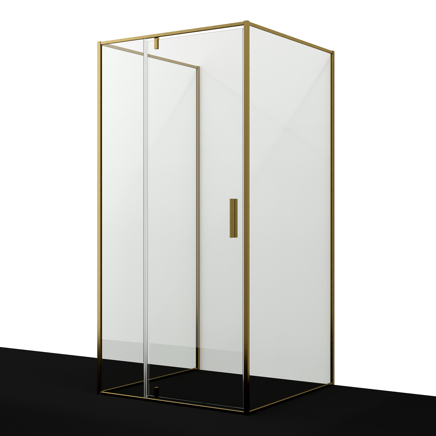 Душевой уголок WasserKraft Aisch 55P42 100х100 квадратный, без поддона, прозрачное стекло, золото матовое