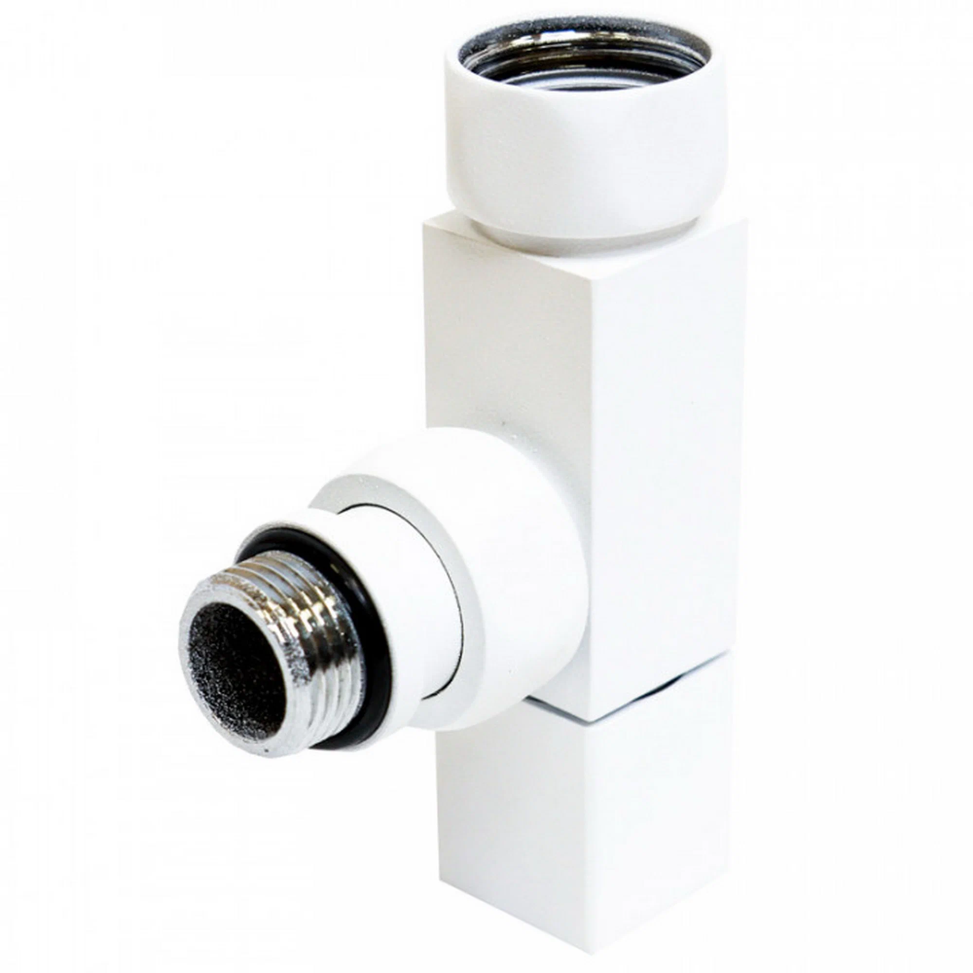 Кран для полотенцесушителя / вентиль угловой Energy, 1/2'' - 3/4'', цвет белый матовый, ручка квадрат - 2 шт.