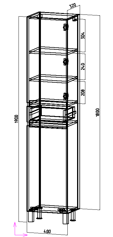 Пенал Emmy Морган 40 R с бельевой корзиной, напольный, белый