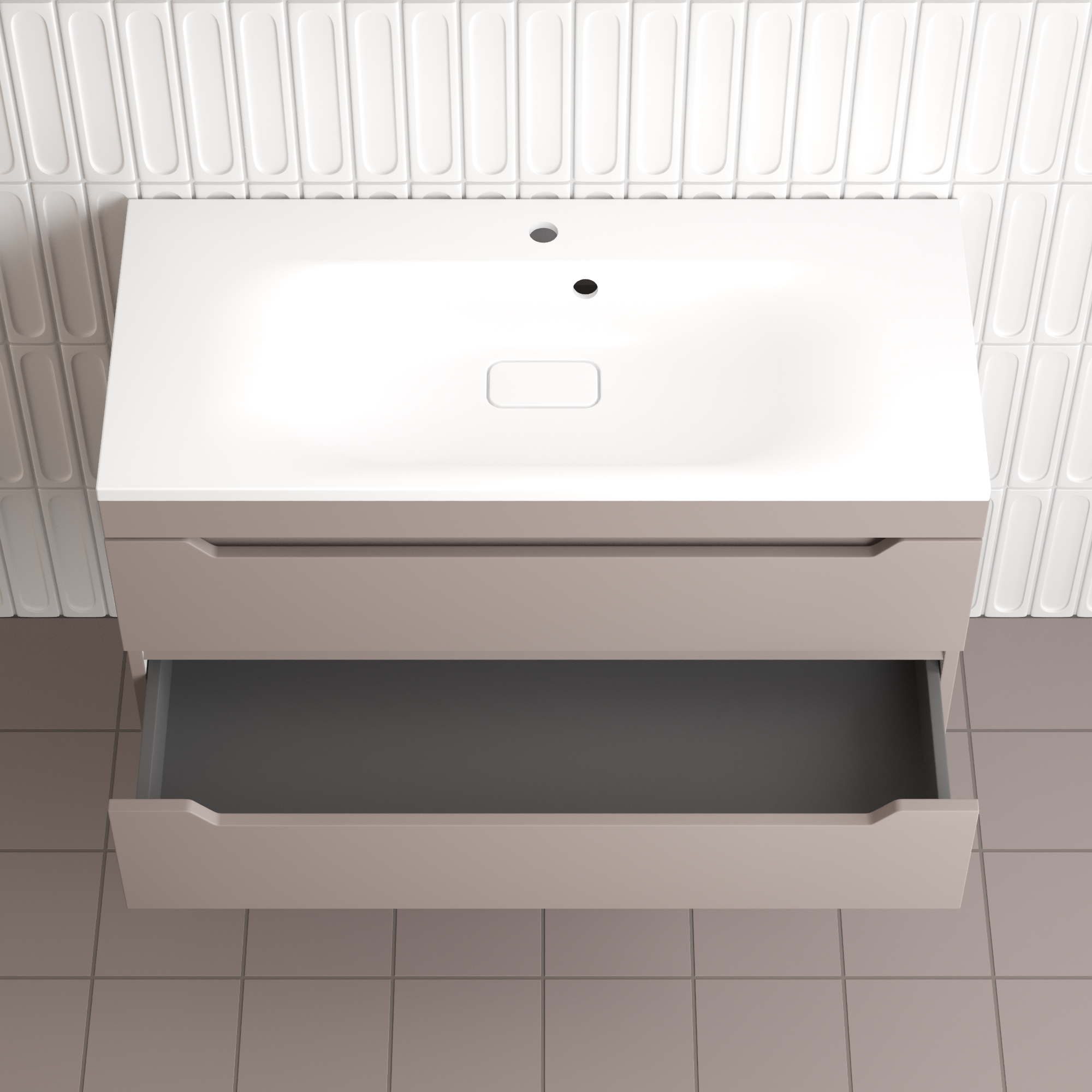 Тумба подвесная Style Line Остин 100 с раковиной Фортуна 100 белый, тауп темный