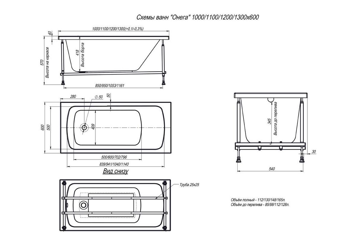 Ванна акриловая Alex Baitler Onega 120х60