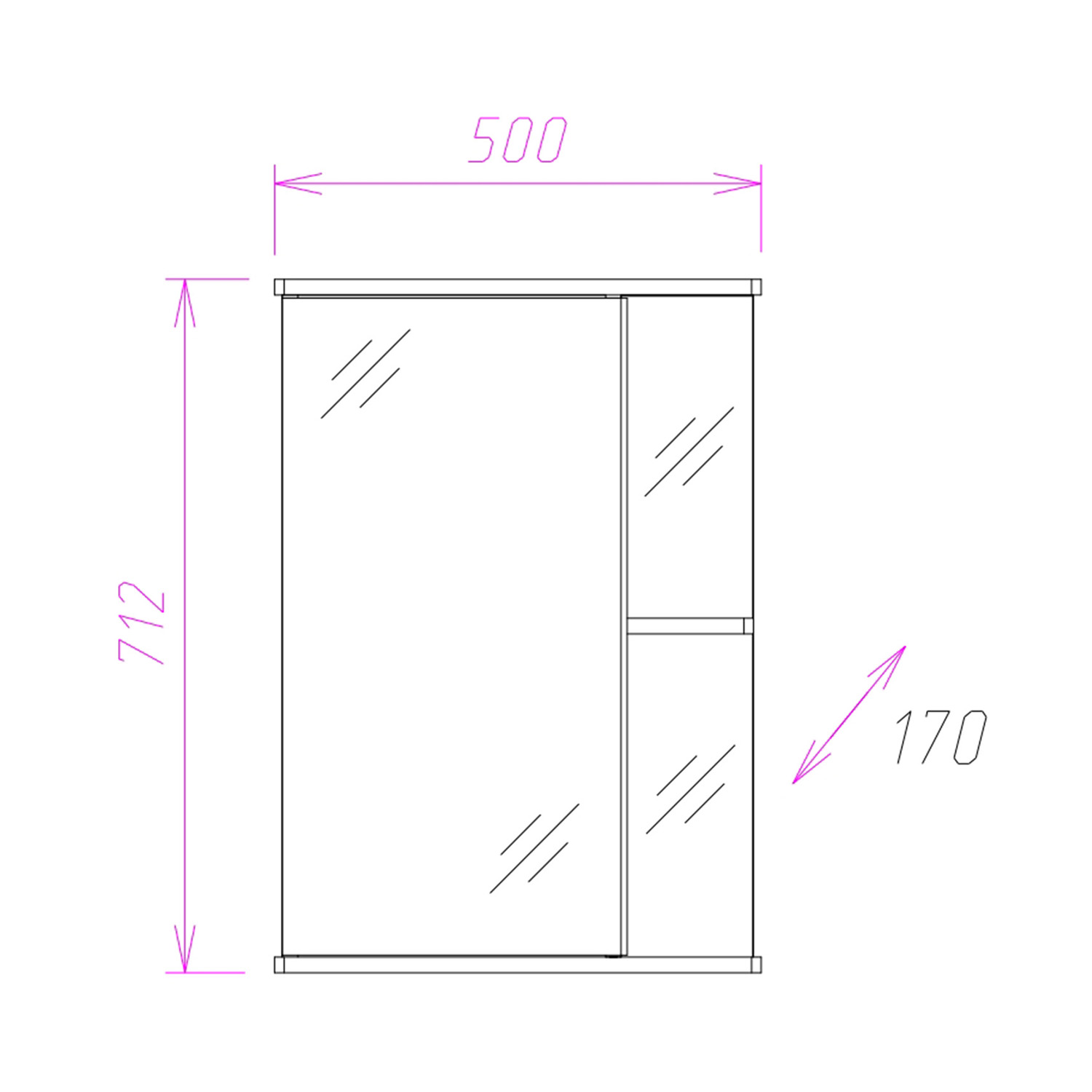 Зеркало-шкаф Onika Карина 50.00У R белый