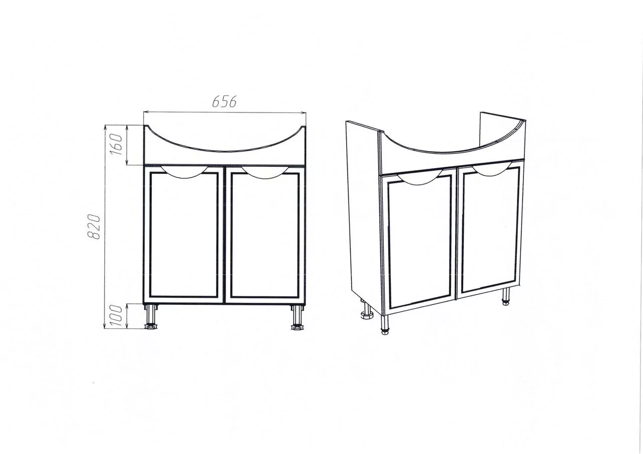 Тумба напольная Viant Лима 70 с раковиной Балтика 70, белый