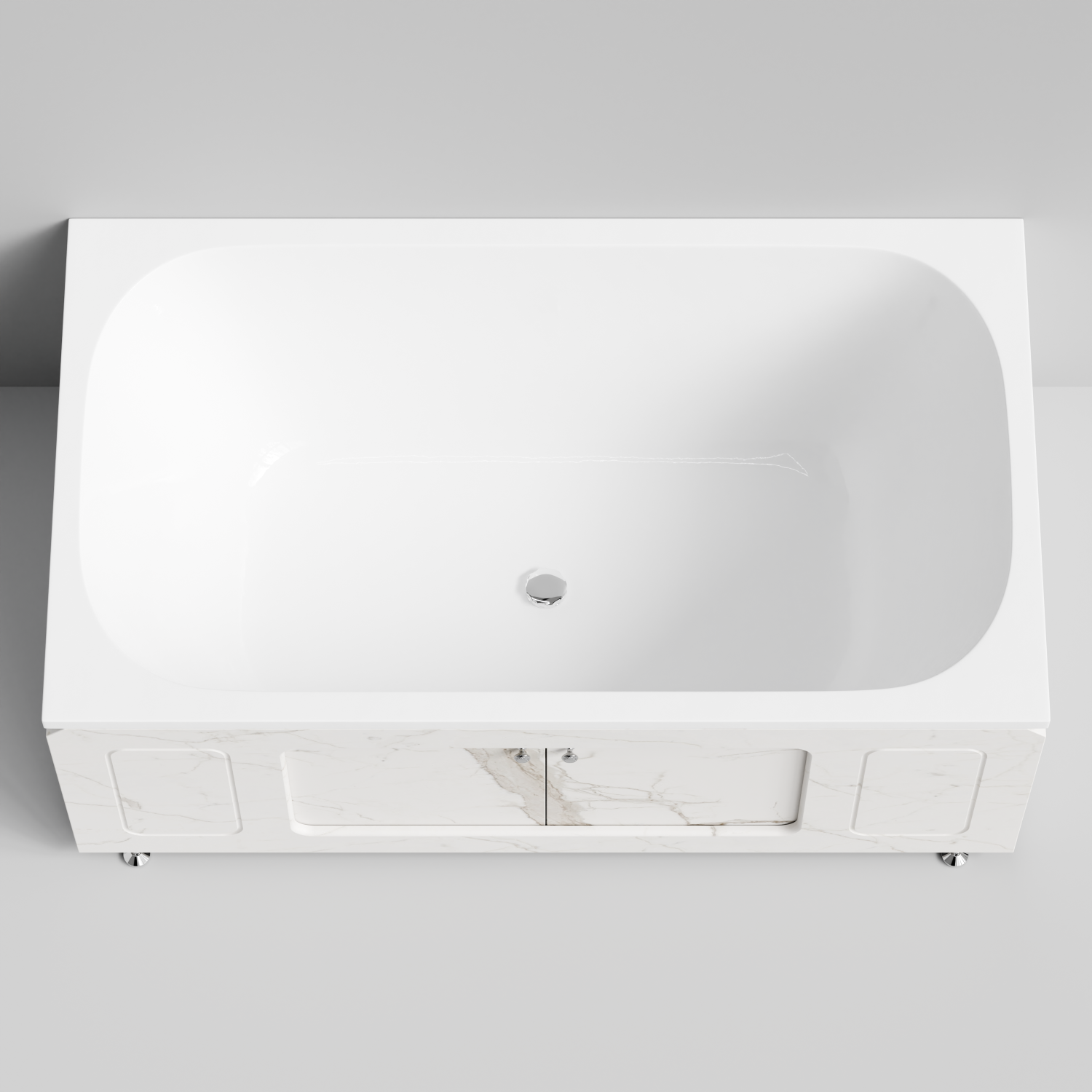 Экран под ванну Vod-ok Лидер 150 раздвижной Мрамор Белый натур милк