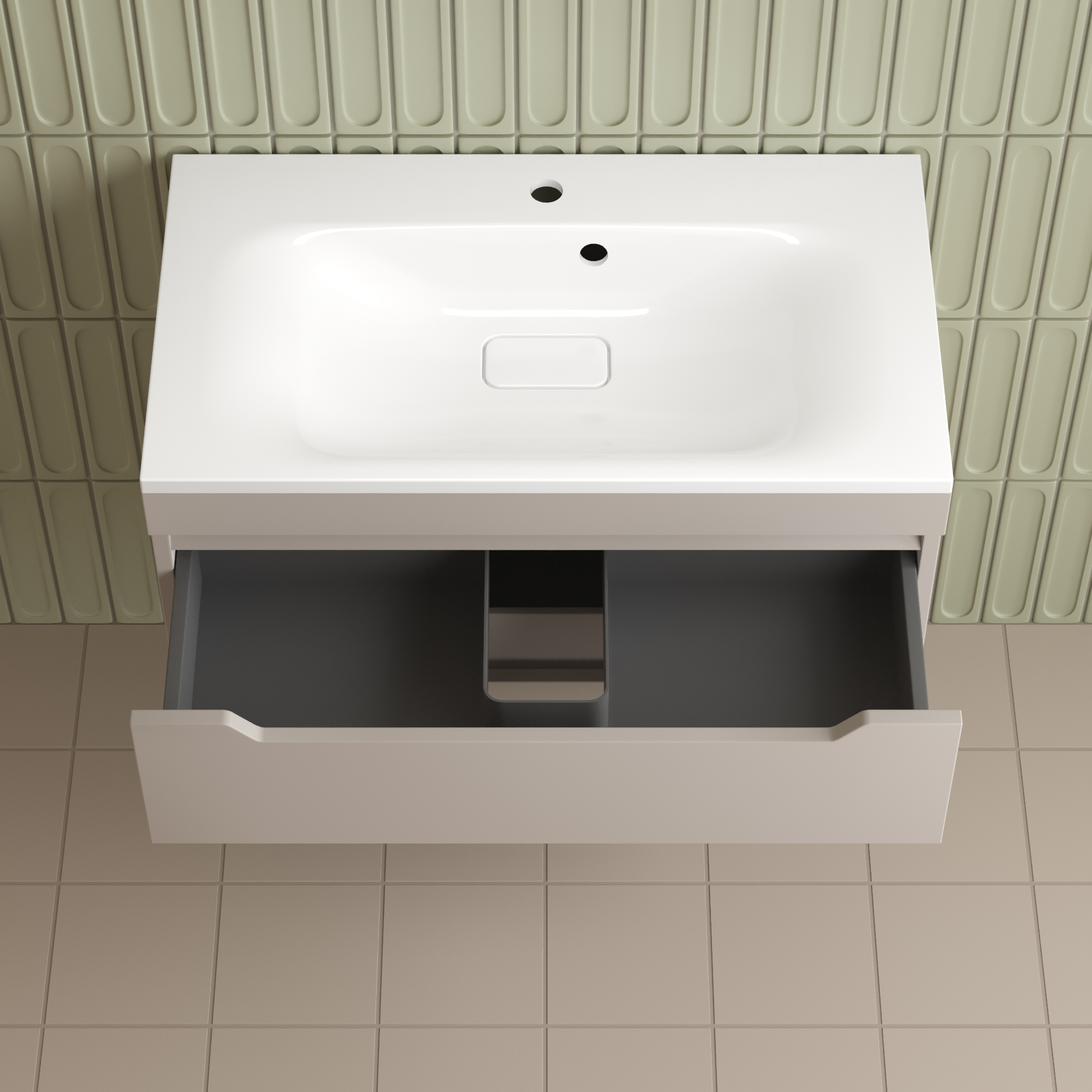 Тумба подвесная Style Line Остин 80 с раковиной Фортуна 80 белый, крем