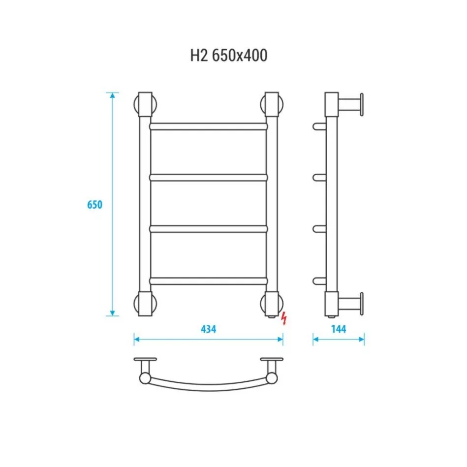 Полотенцесушитель электрический Energy H2 650x400 хром