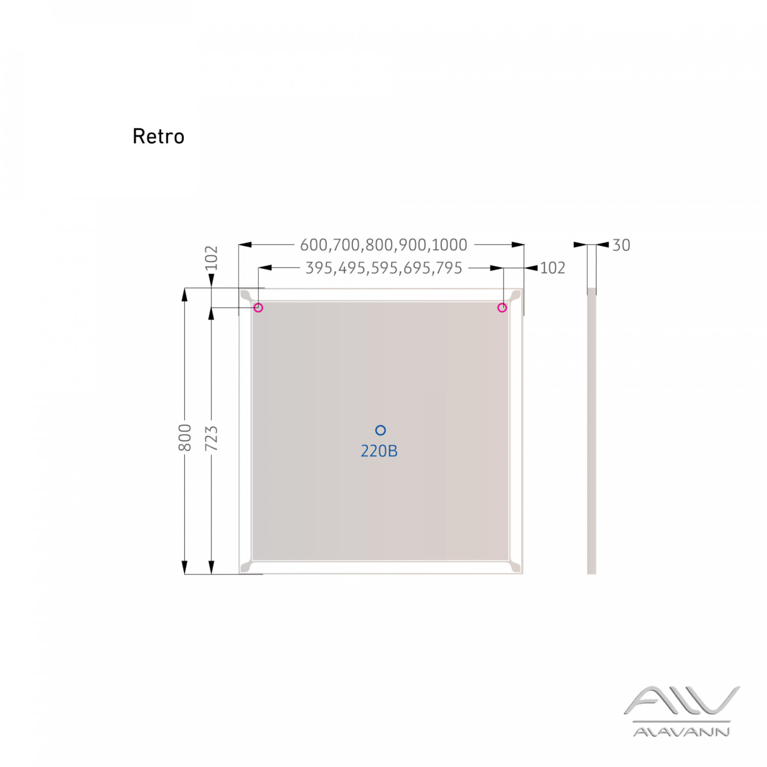 Зеркало Alavann Retro 60 свет, ИК выключатель