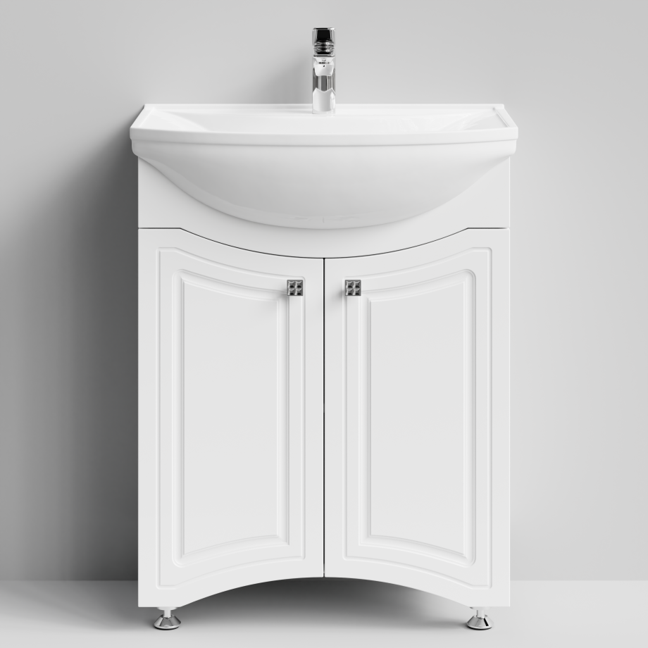 Тумба с раковиной Адам 65 напольная, белый глянец