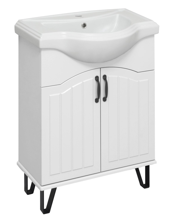 Тумба напольная Runo Марсель 65 с раковиной Классик 65, белый