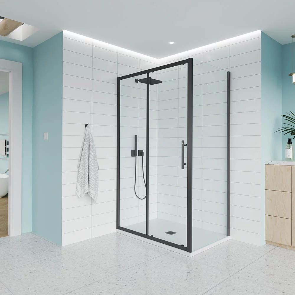 Душевой угол Veconi Evo 100SP B 1000х1000x1950, черный матовый, прозрачное стекло