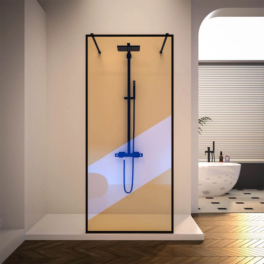 Душевая перегородка Veconi Korato KR-90BС, 1000x2000, черный матовый, хамелеон