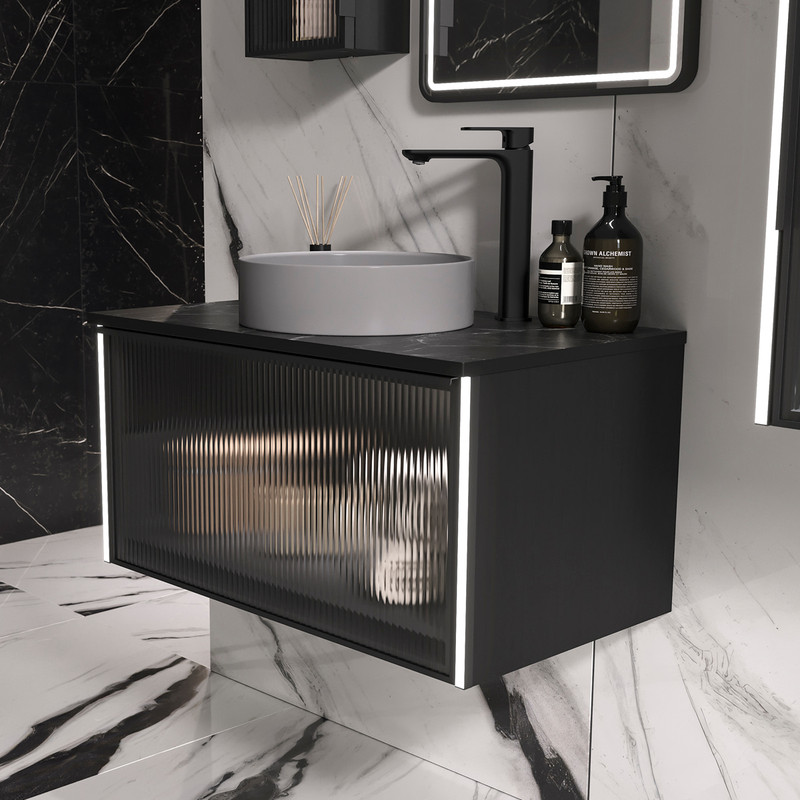 Тумба подвесная EQUIL Stoune 80.1Y подвесная, со столешницей, дуб черный