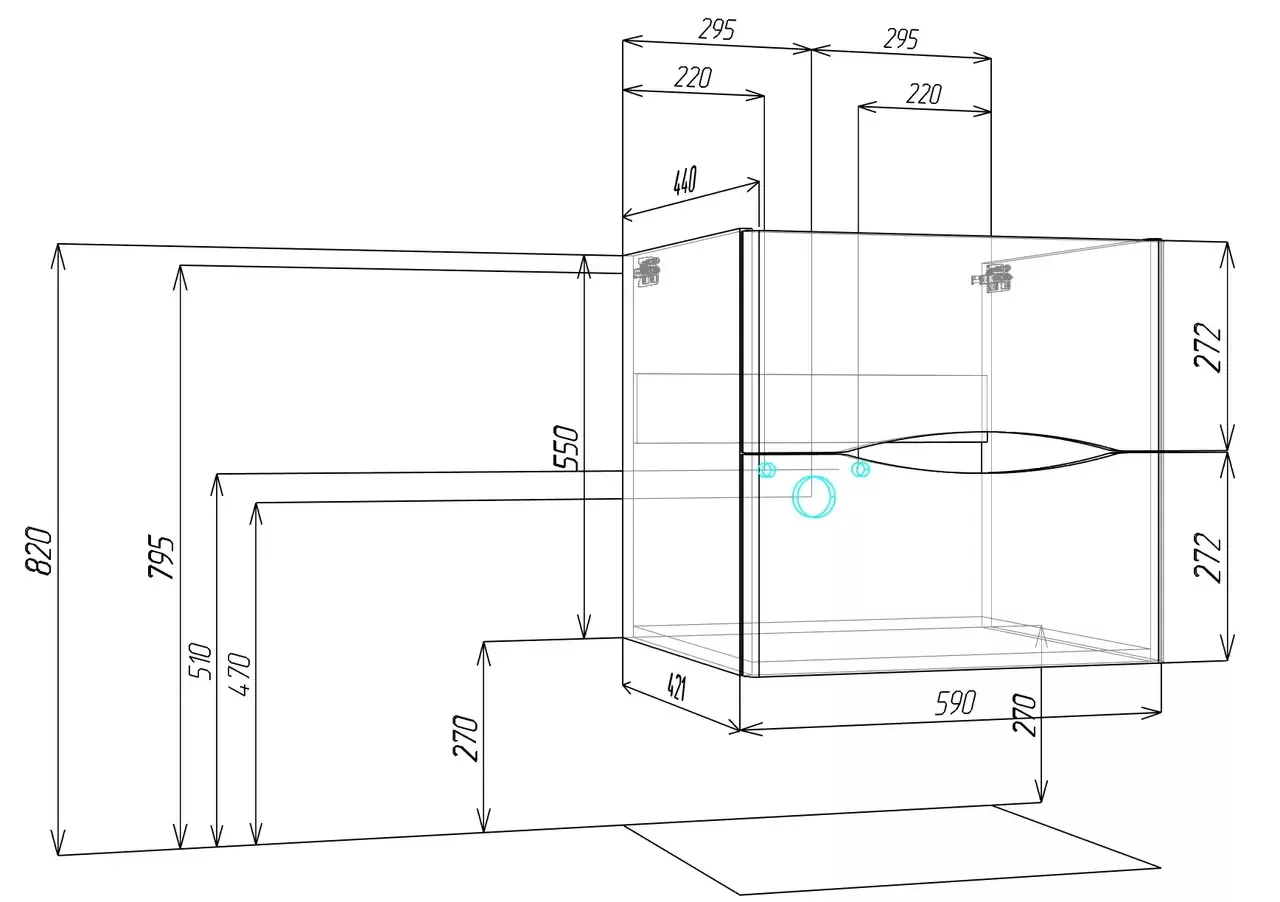 Тумба с раковиной Vod-ok Адель 60 подвесная, белая + 13 цветов
