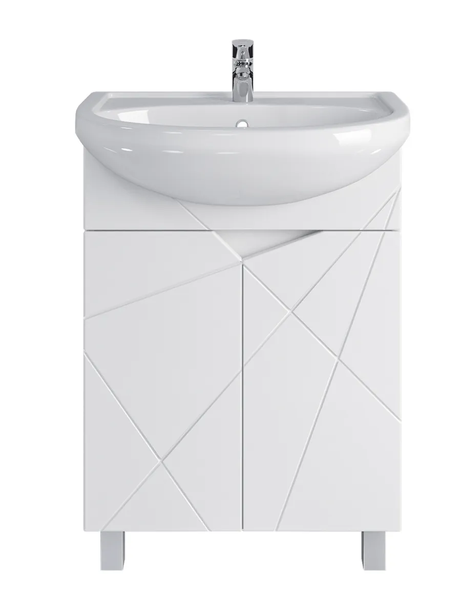 Тумба напольная SanStar Каскад 60 с раковиной Уют 60, белая