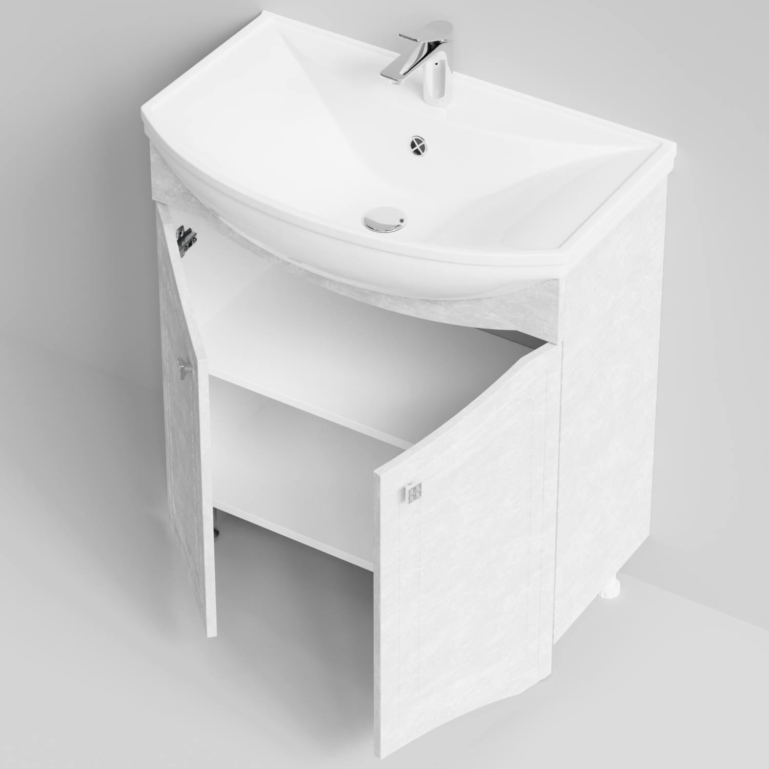 Тумба с раковиной Адам 75 напольная, Белый камень