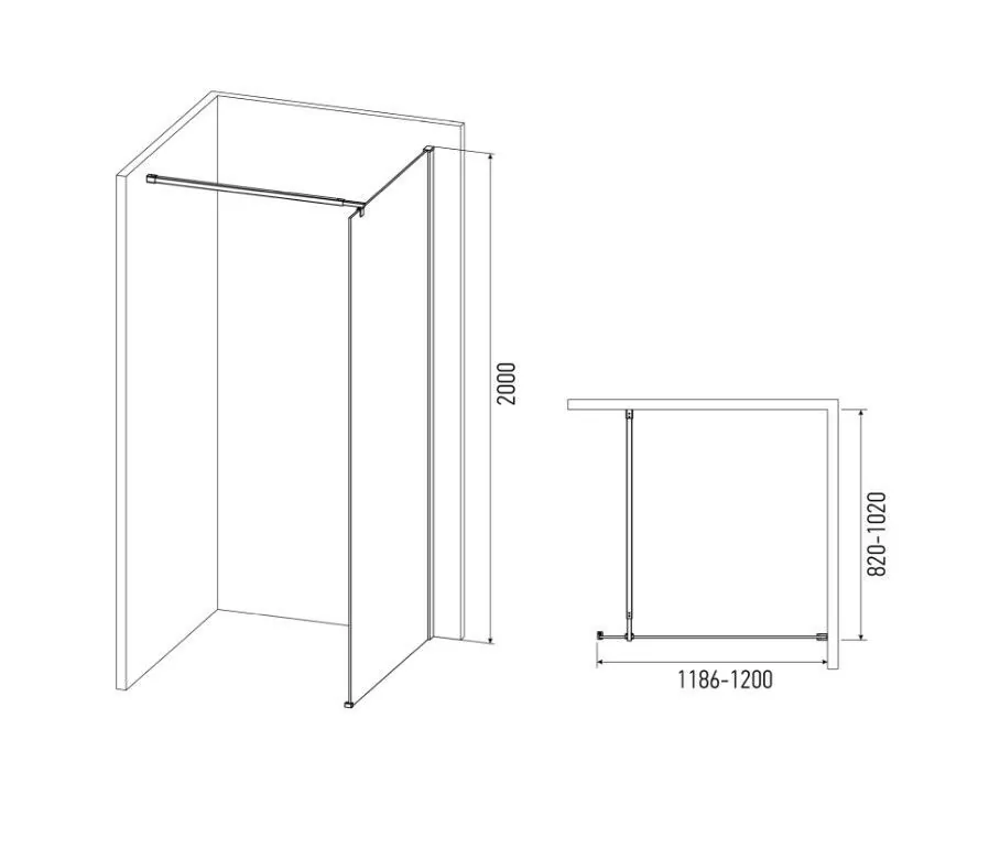 Душевая перегородка Alex Baitler AB29120B2 200х120 см тонированное стекло, профиль черный