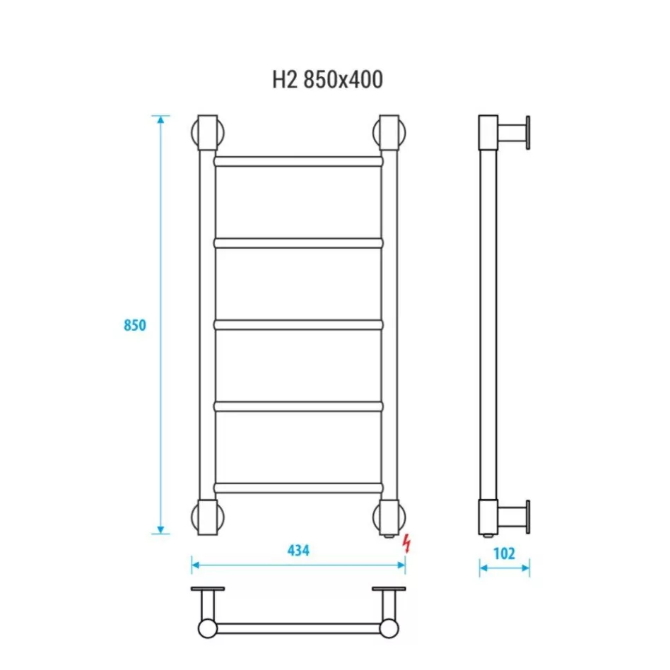 Полотенцесушитель электрический Energy H2 850x400 хром