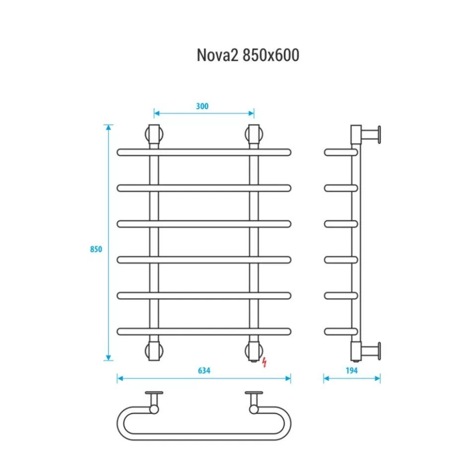 Полотенцесушитель электрический Energy Nova2 850x600 хром