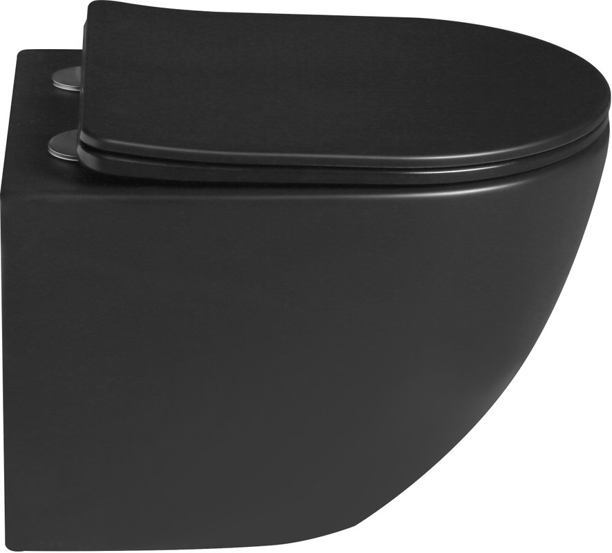 Унитаз подвесной SantiLine SL-5018MB+SL-03 с инсталляцией и кнопкой, черный