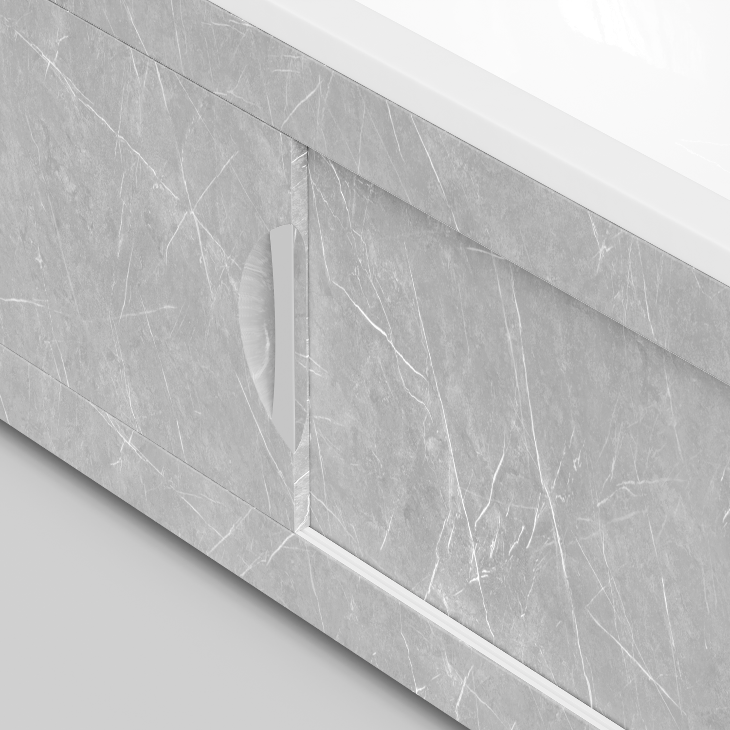 Экран под ванну Vod-ok Топ 180 раздвижной Мрамор Белый софт тач