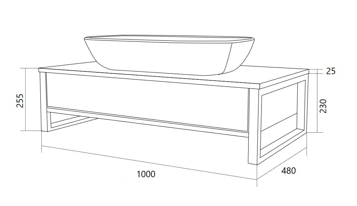 Тумба подвесная 1Marka Grunge loft 100П с раковиной Roll 53, 1 ящик, бетон темно-серый
