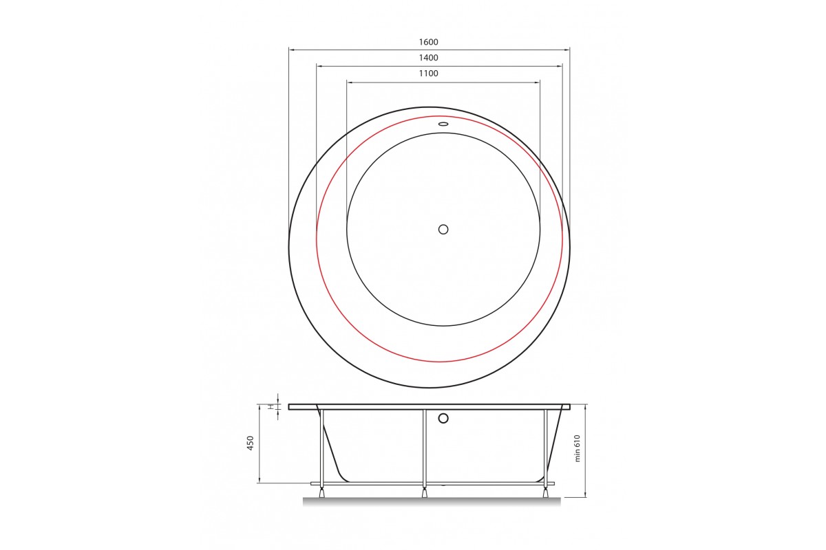 Ванна акриловая Vayer Boomerang D1600 круглая